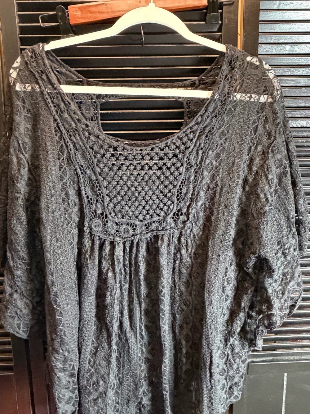 Boho Lace Crochet Black Women’s Top